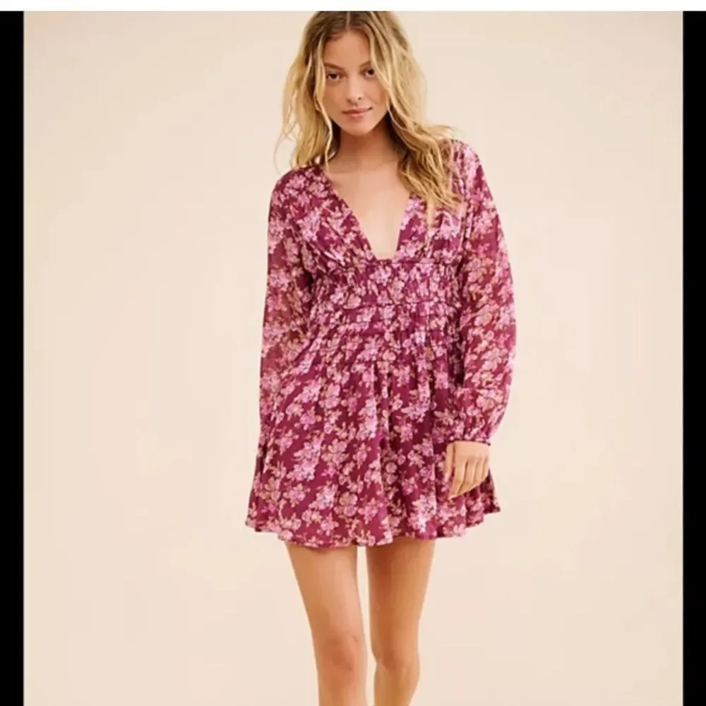Free People Keep You Mine Printed Mini Dress NWT